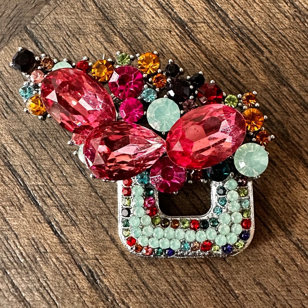 Colorful Rhinestone Brooch - Picture 3 of 6